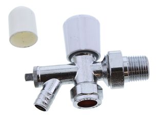 OPTIMA 15MM ANGLED RADIATOR VALVE WITH DRAIN OFF