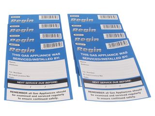 Regin REGP10 Gas Appliance Serviced Sticker - Pack of 8