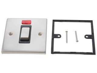 DECO VPSC501BK 45AINGOT 1GANG DOUBLE POLE SWITCH NEON BLK SATIN CHROME