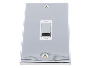 DECO VPSC502WH 45A INGOT 2GANG DOUBLE POLE SWITCH WHITE SATIN CHROME