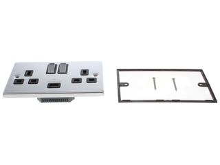 DECO VPCH570BK 13AINGOT 2GANG SWITCHED SOCKETS 2.1A USB OUTLET BLK