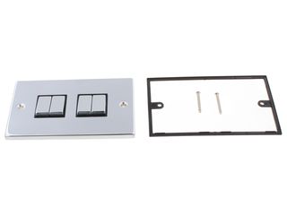 DECO VPCH414BK 10AX INGOT 4 GANG 2 WAY PLATE SWITCH - BLACK