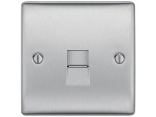 BG NBSBTM1-01 BRUSHED STEEL 1 GANG TELEPHONE SOCKET MASTER SCREW TYPE