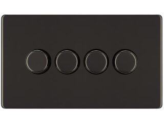Bg FBN84-01 Screwless Flat Plate Quadruple Dimmer Switch 2 Way - Black Nickel