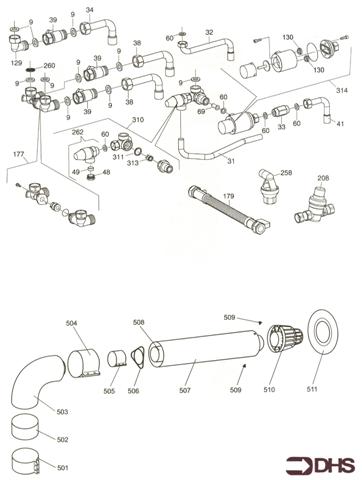 Exploded Diagram for CONNECTION PIPEWORK - FLUE