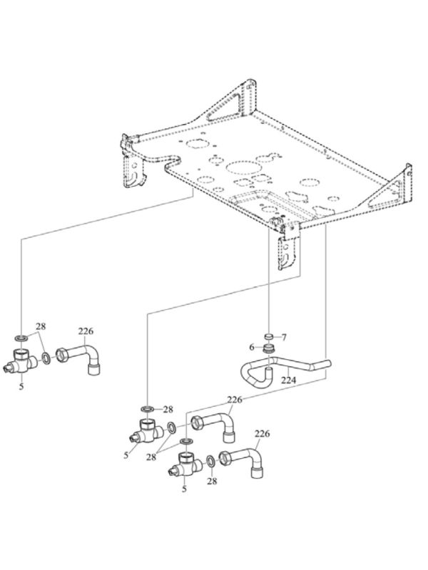Exploded Diagram for GAS AND WATER CONNECTIONS