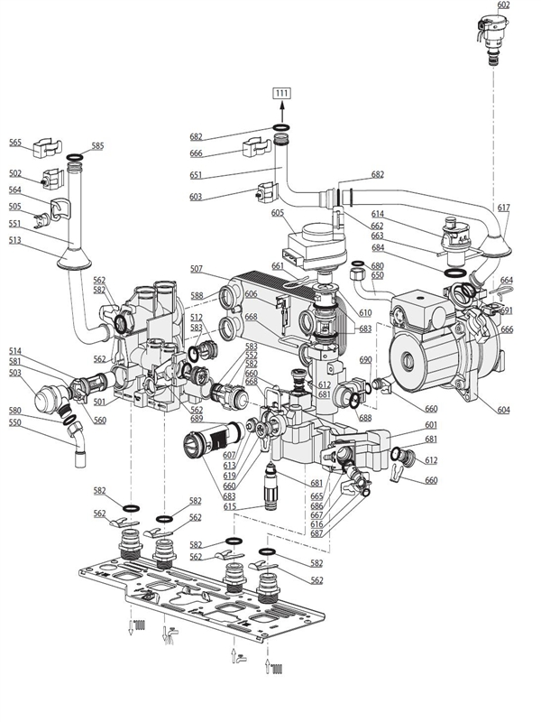 Exploded Diagram for FLOW/RETURN GROUPS