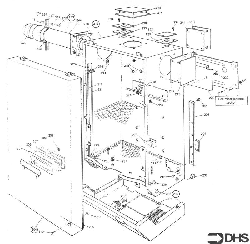 Exploded Diagram for CONTROL COVER/DOOR/CASING/FLUE