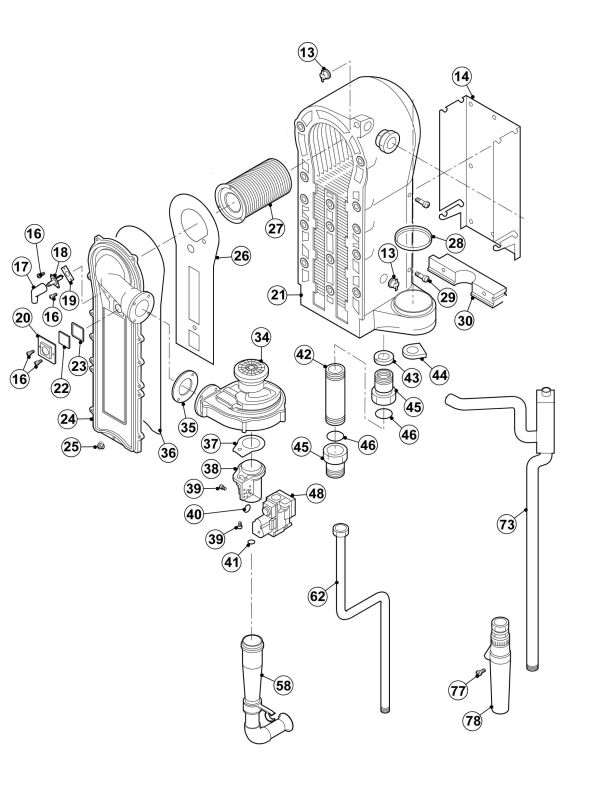 Exploded Diagram for BOILER BODY ASSEMBLY
