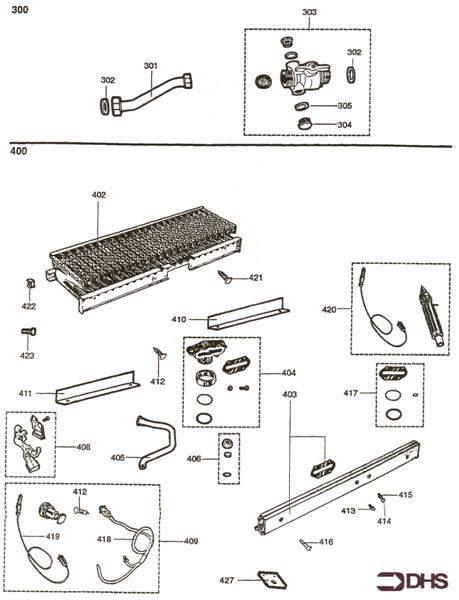 Exploded Diagram for GAS TUBE - BURNER ASSY