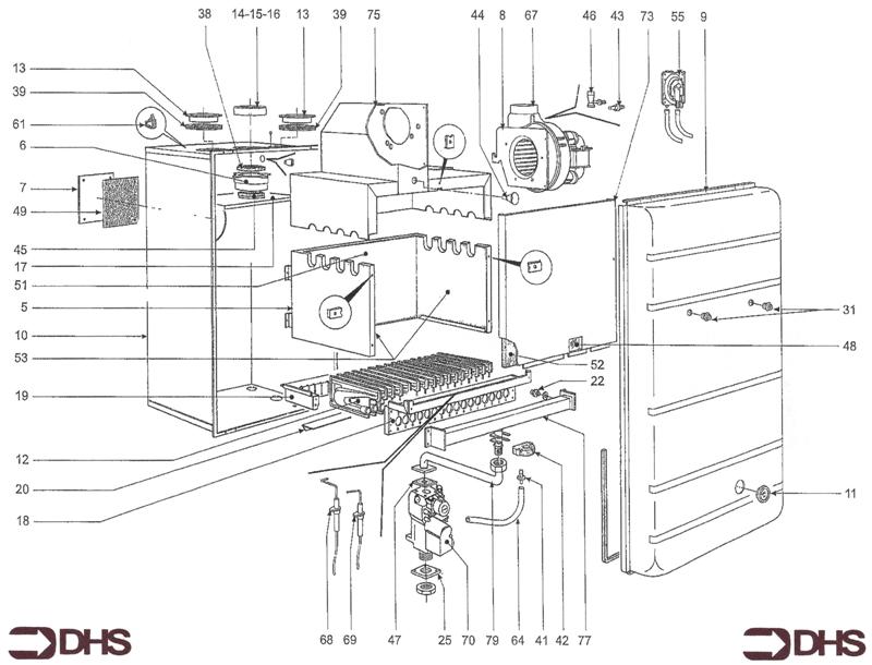 Exploded Diagram for GAS TRAIN & COMBUSTION CHAMBER