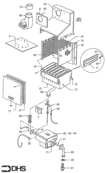 Exploded Diagram for GAS TRAIN & COMBUSTION CHAMBER