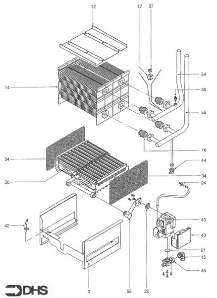 Exploded Diagram for HEAT EXCHANGER & GAS BURNER