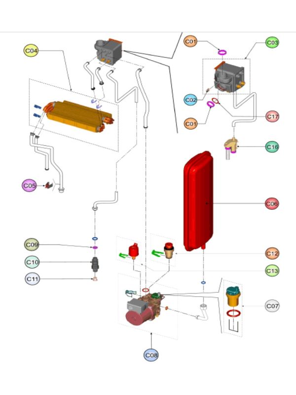 Exploded Diagram for HEAT EXCHANGER & PUMP