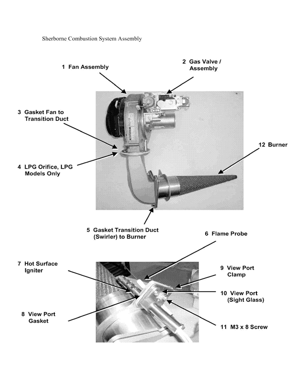 Exploded Diagram for COMBUSTION SYSTEM ASSEMBLY