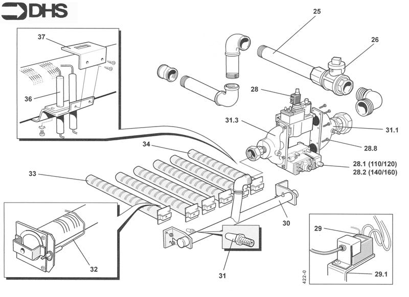 Exploded Diagram for BURNER & CONTROLS 110-160