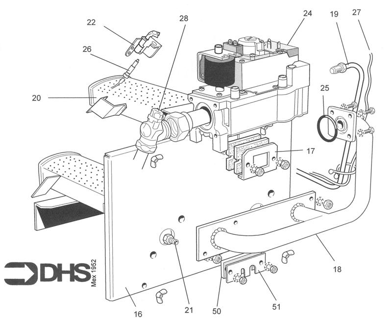 Exploded Diagram for BURNER AND CONTROLS ASSY
