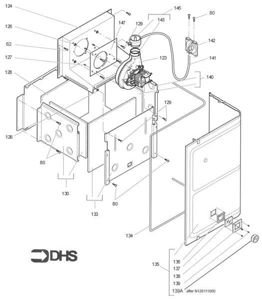 Exploded Diagram for FAN AND COMBUSTION CHAMBER