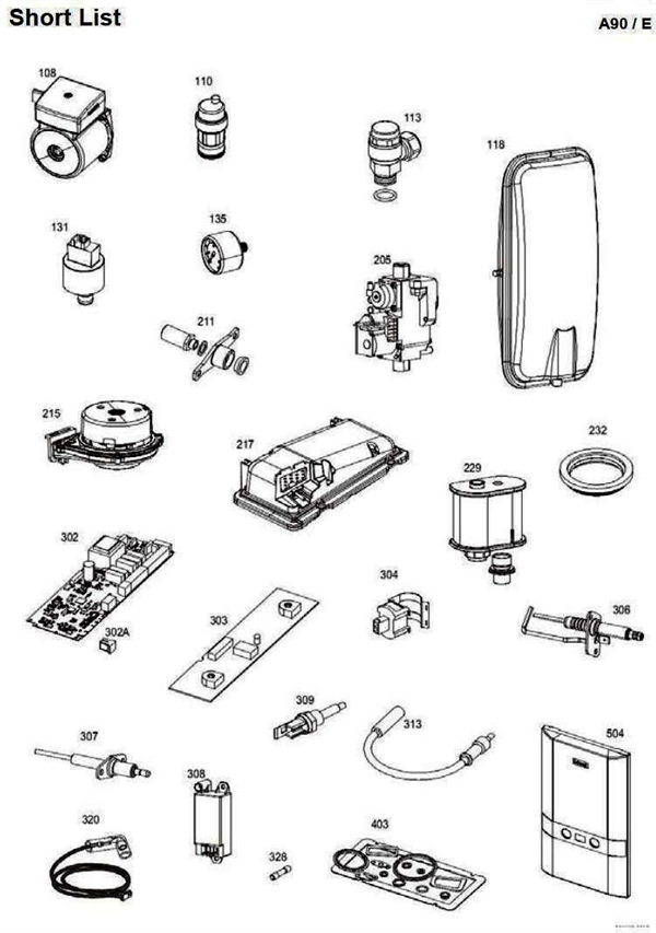 Exploded Diagram for SHORT PARTS LIST