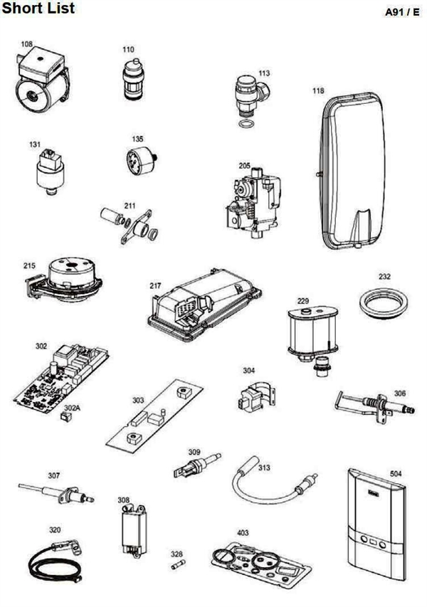 Exploded Diagram for SHORT PARTS LIST