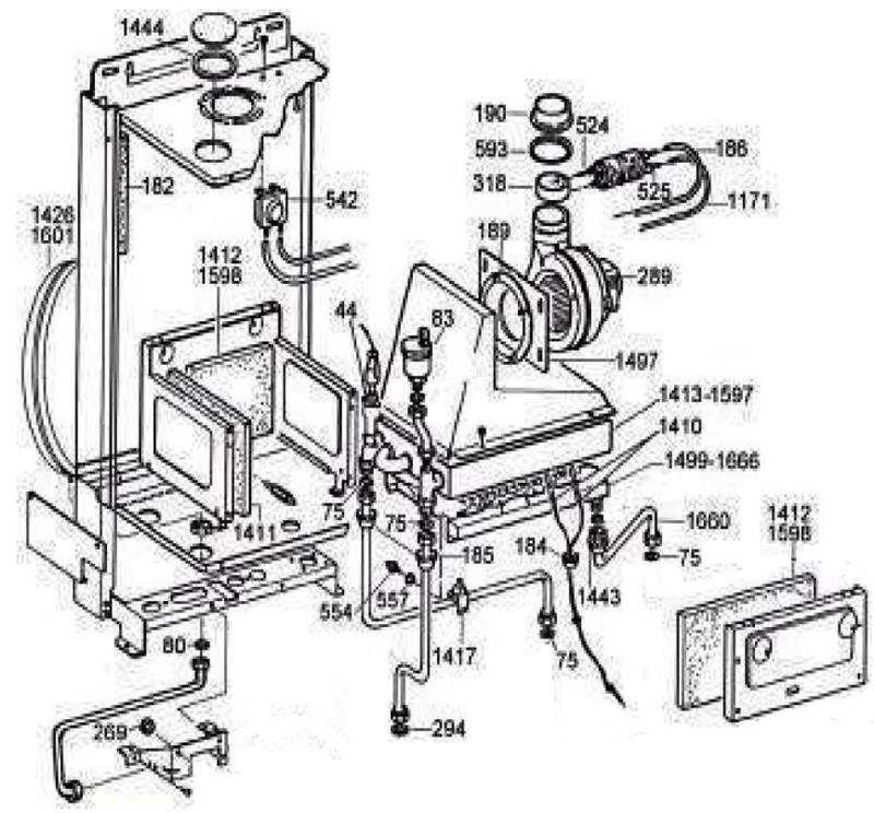 Exploded Diagram for BURNER/FAN/HEAT EX