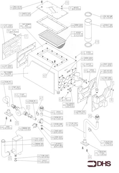 Exploded Diagram for WATERWAY/CONDENSATE/FLUE