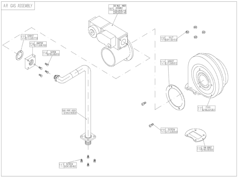 Exploded Diagram for AIR - GAS ASSY