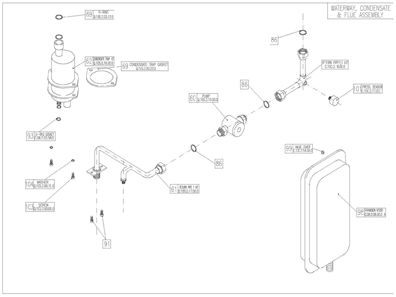 Exploded Diagram for WATERWAY (B)