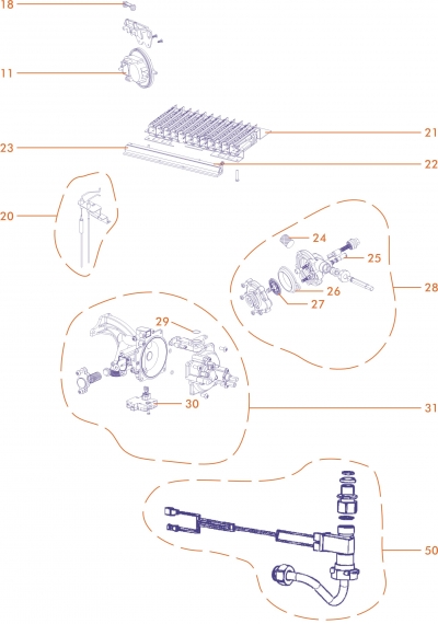 Exploded Diagram for HEAT EXC ASSY