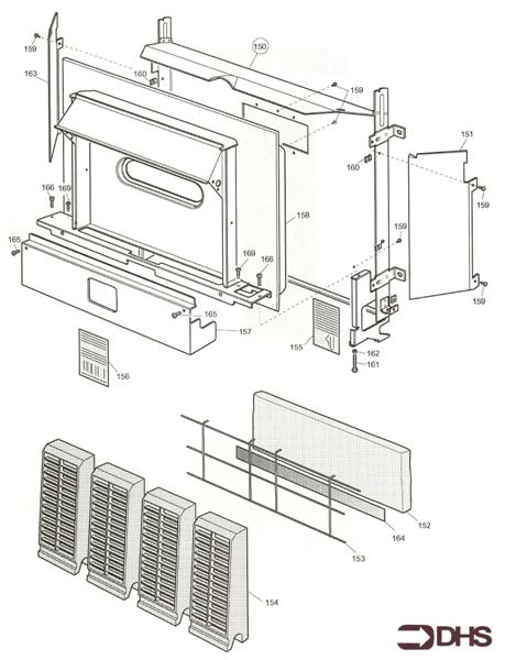 Exploded Diagram for FIREBOX/ HEAT EXCH. APR 96 - J