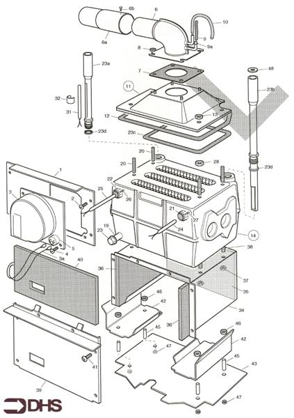 Exploded Diagram for FAN/ FLUEHOOD/ HEAT EXCHANGER