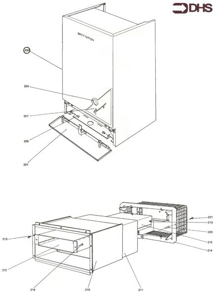 Exploded Diagram for CASING AND FLUE ASSY