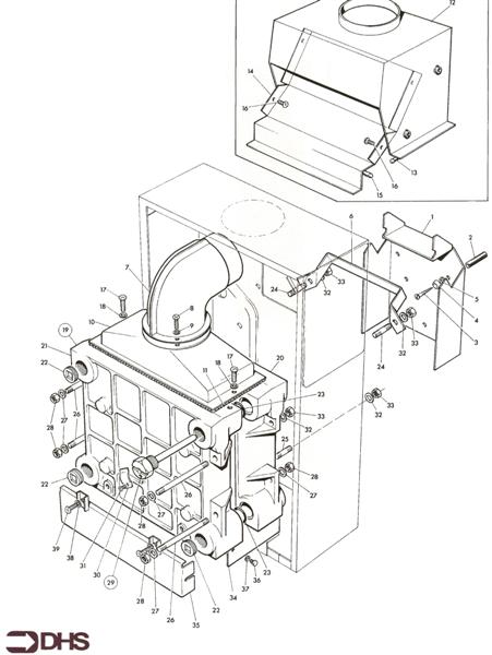 Exploded Diagram for FLUEHOOD/ COMBUSTION CHAMMBER