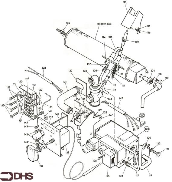Exploded Diagram for GAS CONTROLS / BURNER AND TERM
