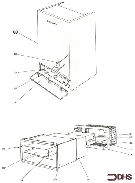 Exploded Diagram for CASING AND FLUE ASSY