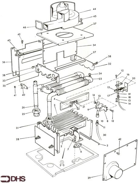 Exploded Diagram for COMB CHAMBER AND HEAT EXCH