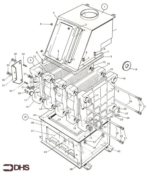 Exploded Diagram for HEAT EXCH. / COMB. & FLUEHOOD