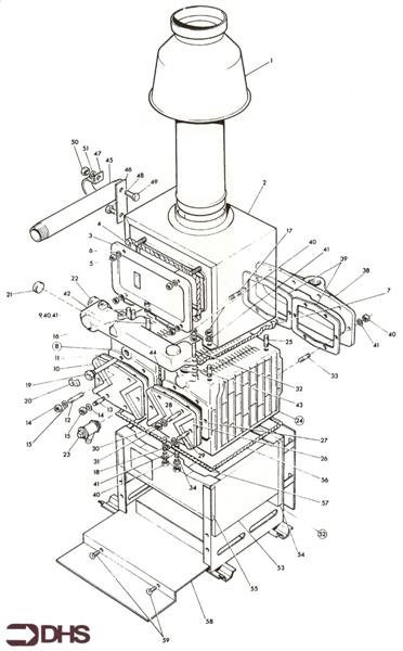 Exploded Diagram for HEAT EXCH / COMB & FLUEHOOD AS
