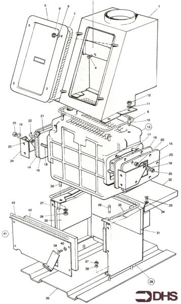 Exploded Diagram for HEAT EXCH / COMB & FLUEHOOD AS