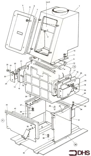 Exploded Diagram for HEAT EXCH / COMB & FLUEHOOD AS