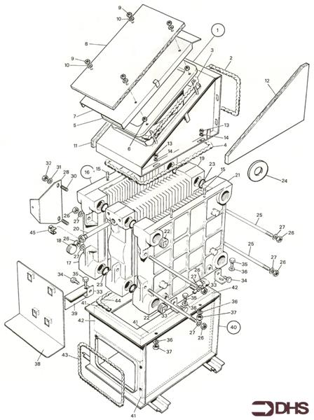Exploded Diagram for HEAT EXCH / COMB & FLUEHOOD AS