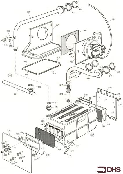Exploded Diagram for HEAT EXCH. & FLUEHOOD ASSY