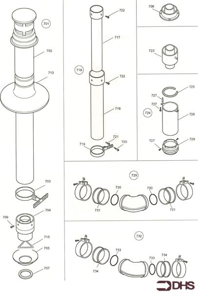 Exploded Diagram for ALTERNATIVE FLUE KITS