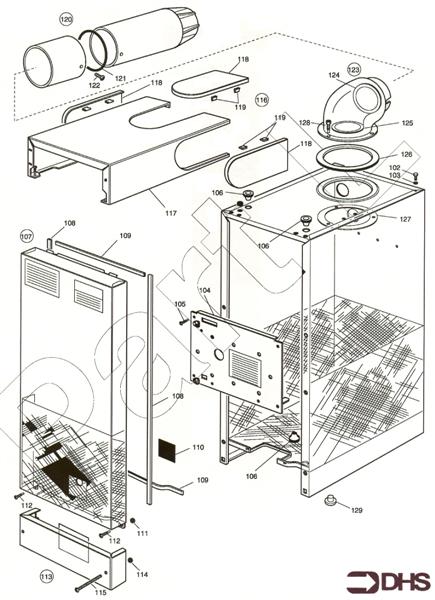 Exploded Diagram for CASING AND FLUE ASSY