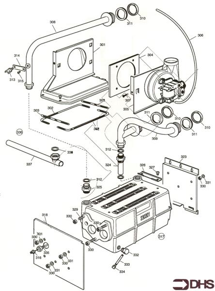 Exploded Diagram for HEAT EXCH AND FLUEHOOD ASSY
