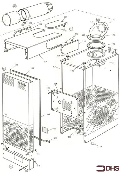 Exploded Diagram for CASING AND FLUE ASSY - RS