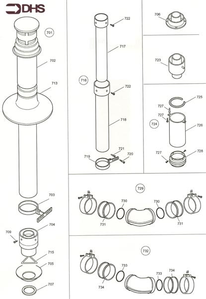 Exploded Diagram for ALTERNATIVE FLUE KITS