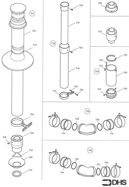Exploded Diagram for ALTERNATIVE FLUE KITS
