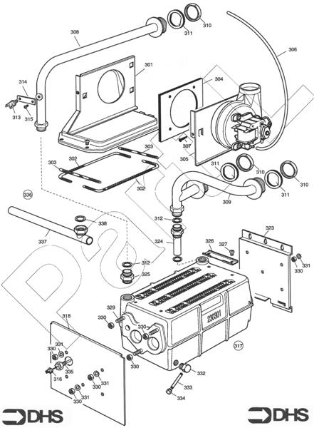 Exploded Diagram for HEAT EXCH AND FLUEHOOD ASSY