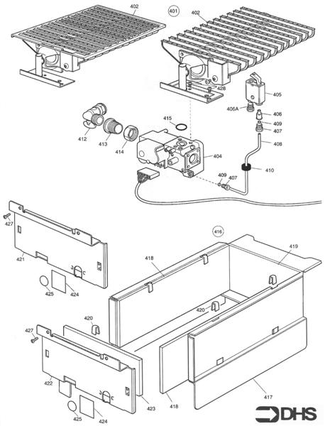 Exploded Diagram for GAS ASSY AND COMB. CHAMBER 50-